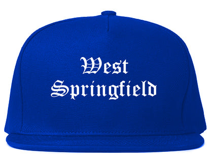 West Springfield Massachusetts MA Old English Mens Snapback Hat Royal Blue