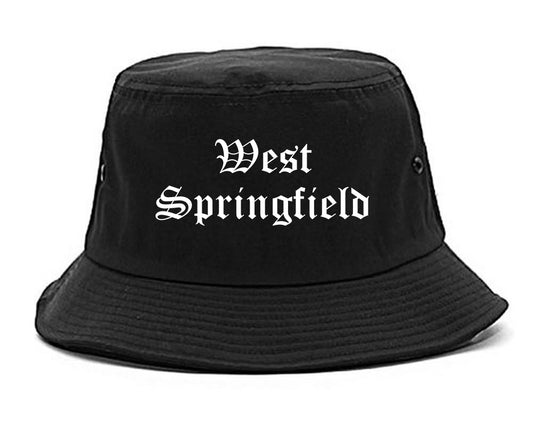 West Springfield Massachusetts MA Old English Mens Bucket Hat Black