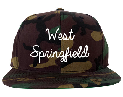 West Springfield Massachusetts MA Script Mens Snapback Hat Army Camo