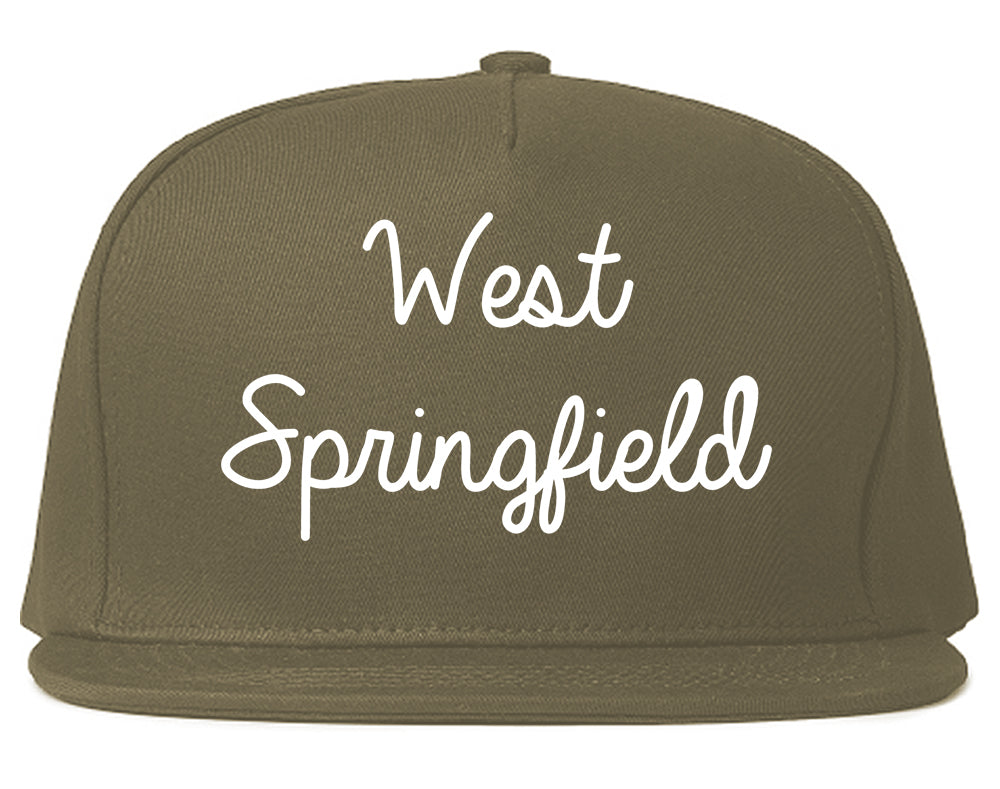 West Springfield Massachusetts MA Script Mens Snapback Hat Grey