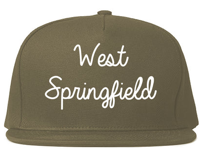 West Springfield Massachusetts MA Script Mens Snapback Hat Grey