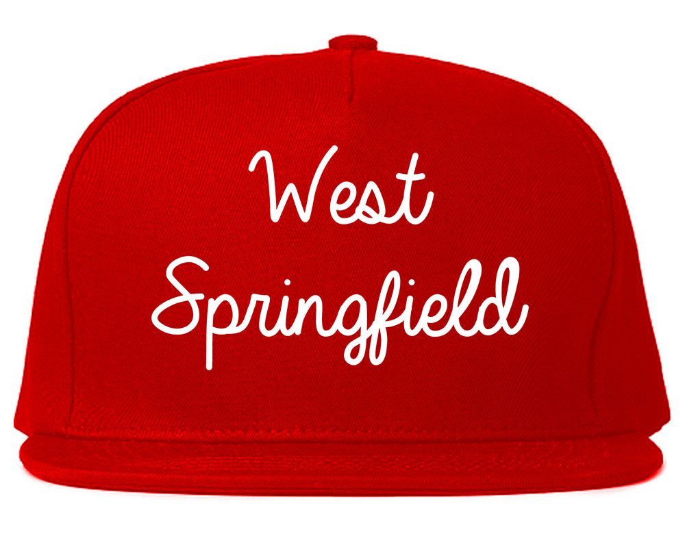 West Springfield Massachusetts MA Script Mens Snapback Hat Red