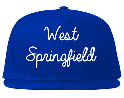 West Springfield Massachusetts MA Script Mens Snapback Hat Royal Blue