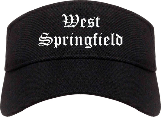 West Springfield Massachusetts MA Old English Mens Visor Cap Hat Black