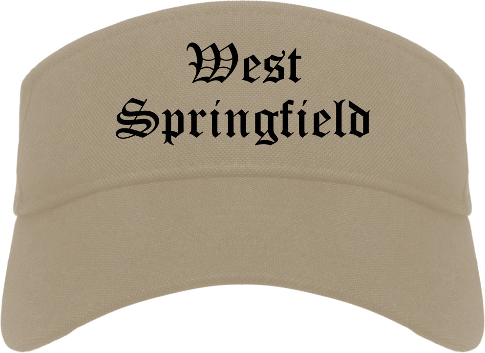 West Springfield Massachusetts MA Old English Mens Visor Cap Hat Khaki