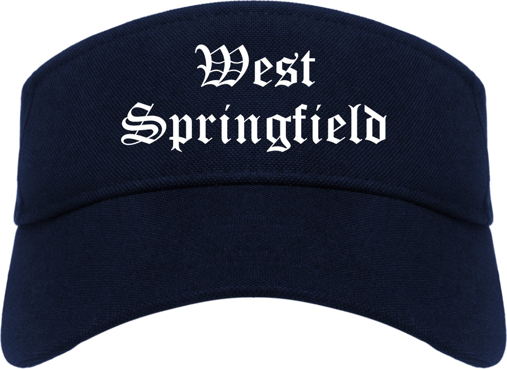 West Springfield Massachusetts MA Old English Mens Visor Cap Hat Navy Blue