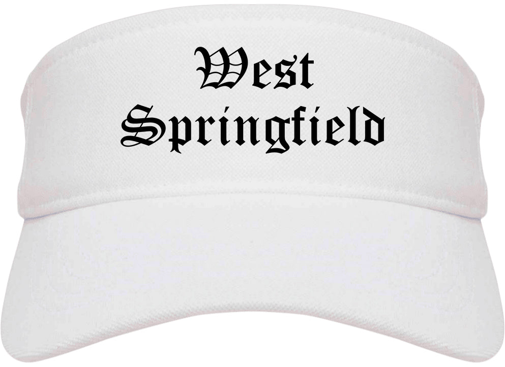 West Springfield Massachusetts MA Old English Mens Visor Cap Hat White