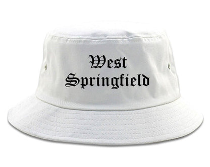 West Springfield Massachusetts MA Old English Mens Bucket Hat White
