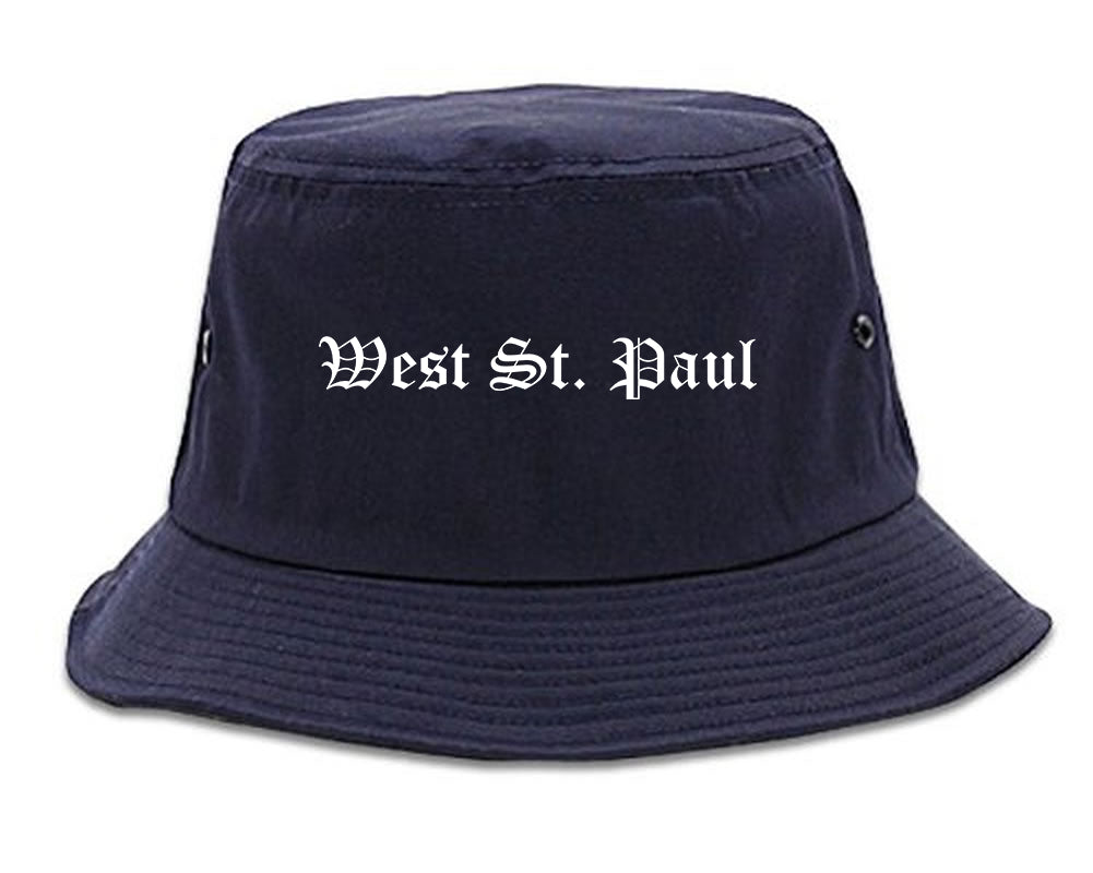 West St. Paul Minnesota MN Old English Mens Bucket Hat Navy Blue