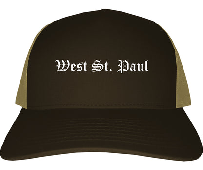 West St. Paul Minnesota MN Old English Mens Trucker Hat Cap Brown
