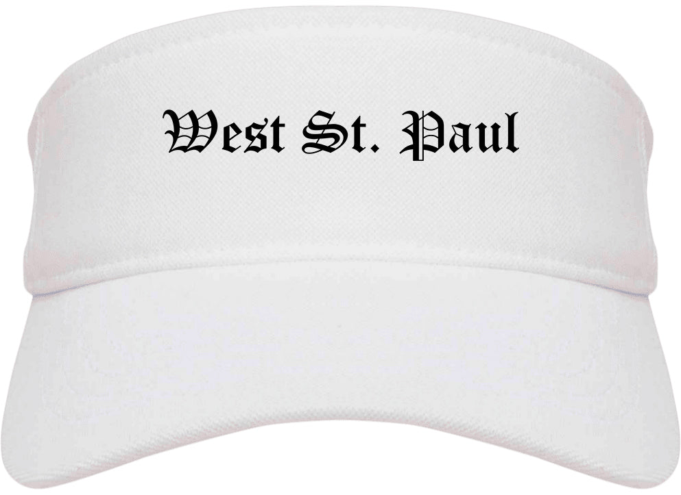 West St. Paul Minnesota MN Old English Mens Visor Cap Hat White