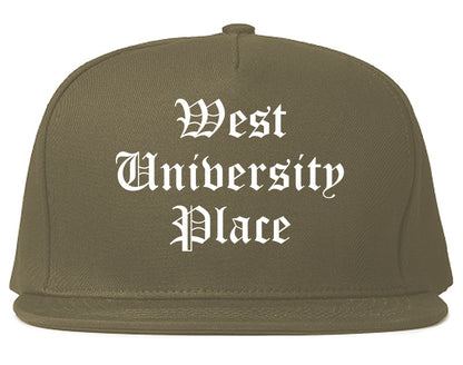 West University Place Texas TX Old English Mens Snapback Hat Grey