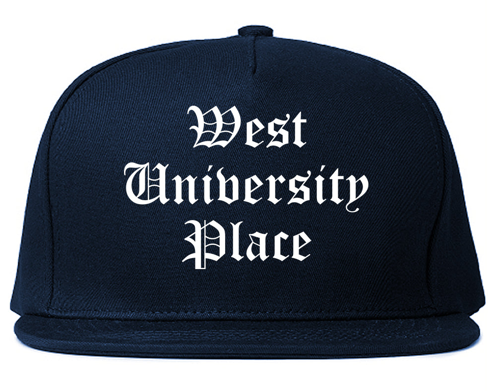 West University Place Texas TX Old English Mens Snapback Hat Navy Blue