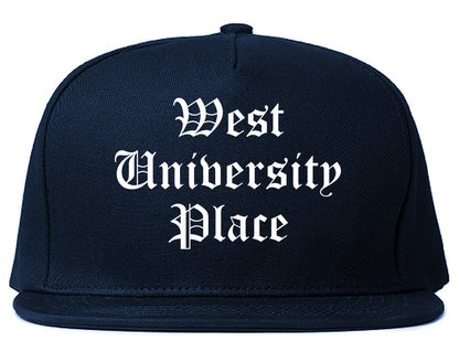 West University Place Texas TX Old English Mens Snapback Hat Navy Blue