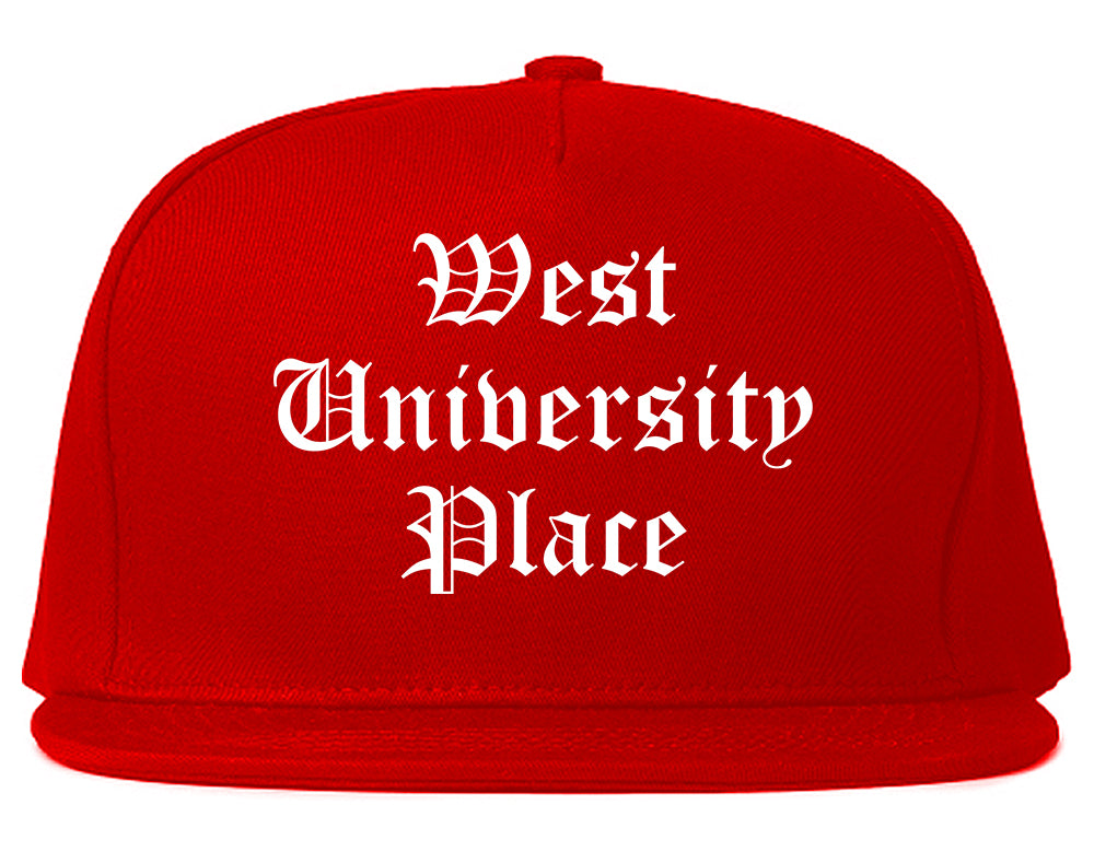 West University Place Texas TX Old English Mens Snapback Hat Red