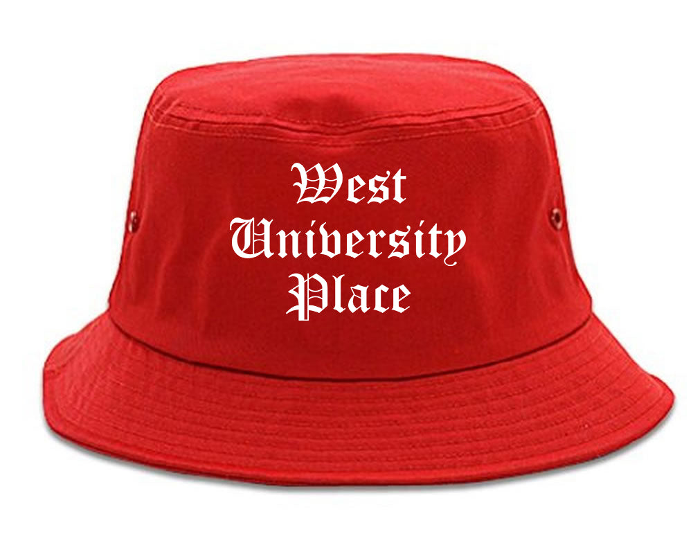 West University Place Texas TX Old English Mens Bucket Hat Red