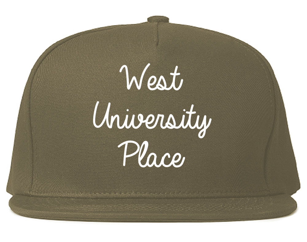 West University Place Texas TX Script Mens Snapback Hat Grey