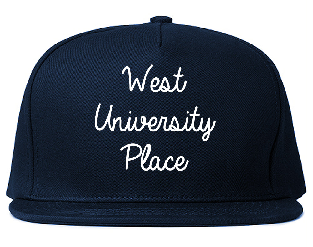 West University Place Texas TX Script Mens Snapback Hat Navy Blue