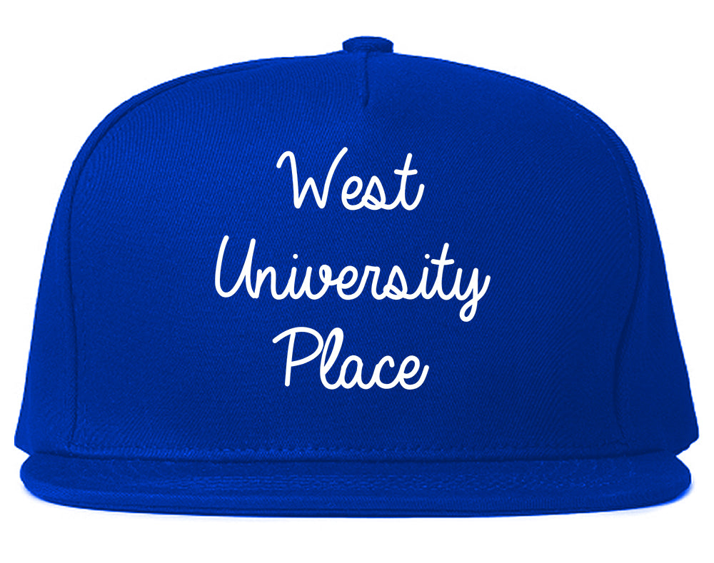 West University Place Texas TX Script Mens Snapback Hat Royal Blue