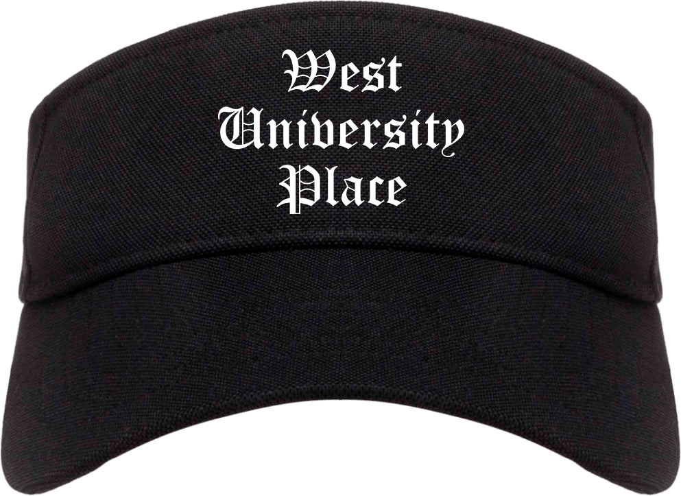 West University Place Texas TX Old English Mens Visor Cap Hat Black