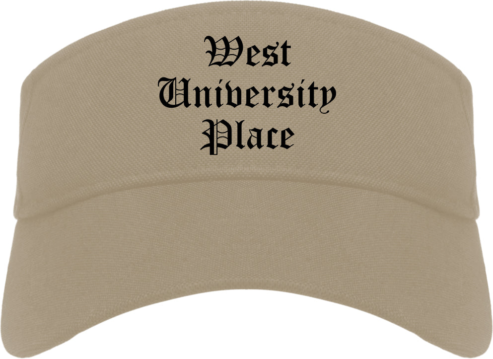 West University Place Texas TX Old English Mens Visor Cap Hat Khaki