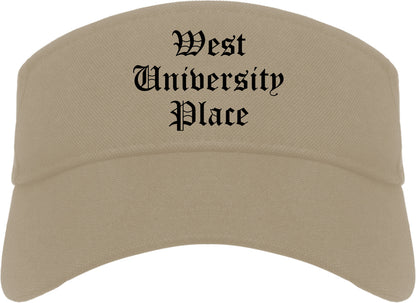 West University Place Texas TX Old English Mens Visor Cap Hat Khaki