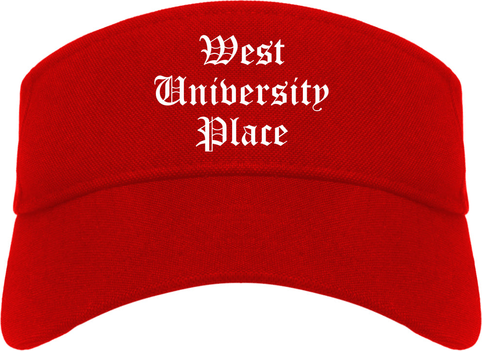 West University Place Texas TX Old English Mens Visor Cap Hat Red