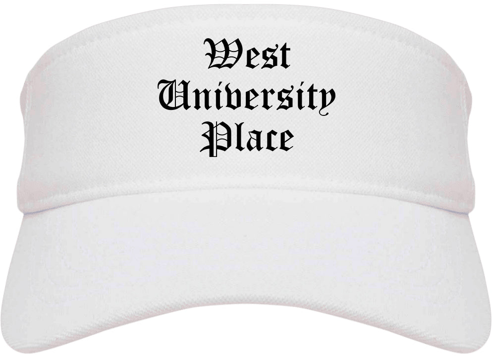 West University Place Texas TX Old English Mens Visor Cap Hat White