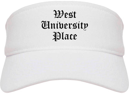 West University Place Texas TX Old English Mens Visor Cap Hat White