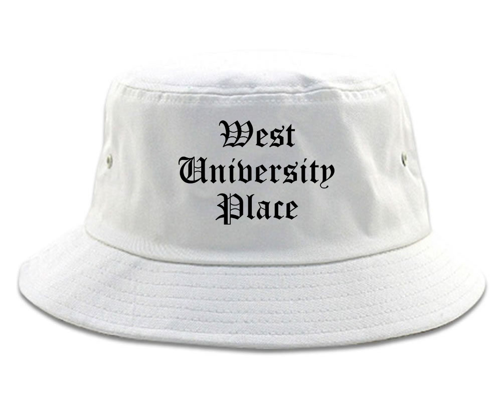 West University Place Texas TX Old English Mens Bucket Hat White