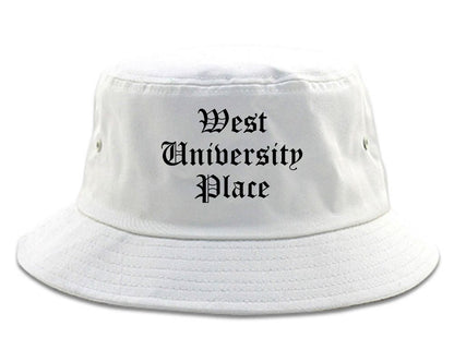 West University Place Texas TX Old English Mens Bucket Hat White