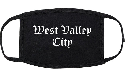 West Valley City Utah UT Old English Cotton Face Mask Black