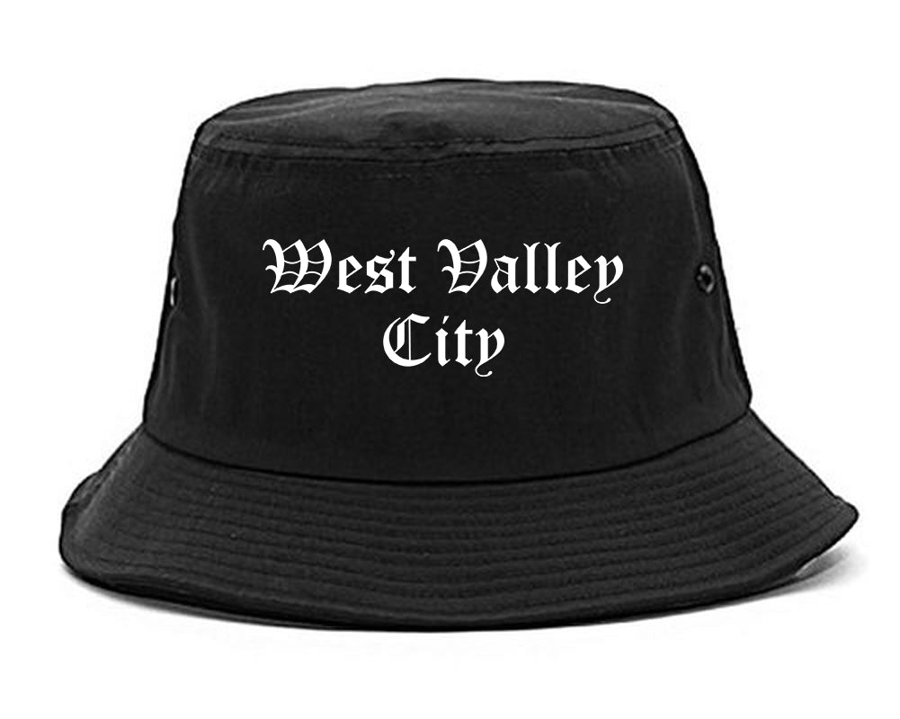 West Valley City Utah UT Old English Mens Bucket Hat Black