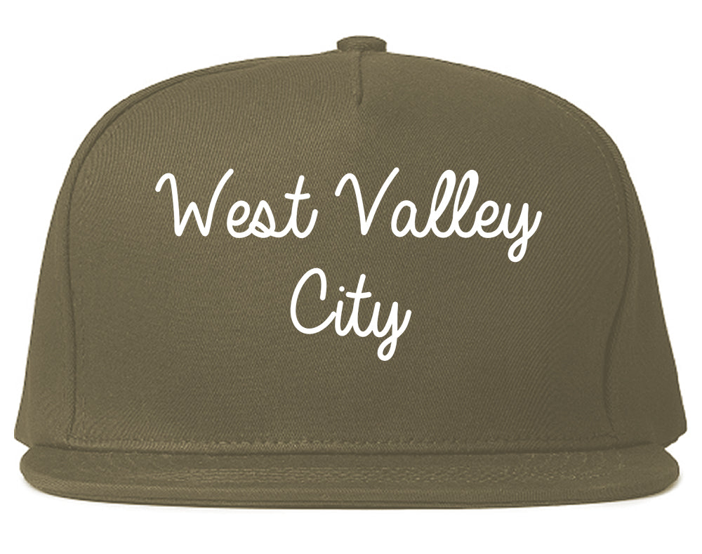 West Valley City Utah UT Script Mens Snapback Hat Grey