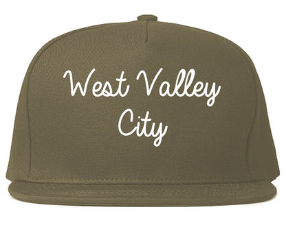 West Valley City Utah UT Script Mens Snapback Hat Grey