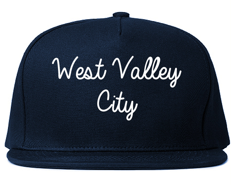 West Valley City Utah UT Script Mens Snapback Hat Navy Blue