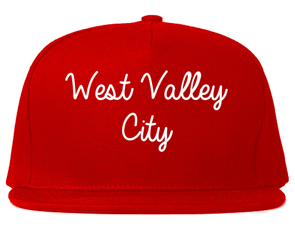 West Valley City Utah UT Script Mens Snapback Hat Red