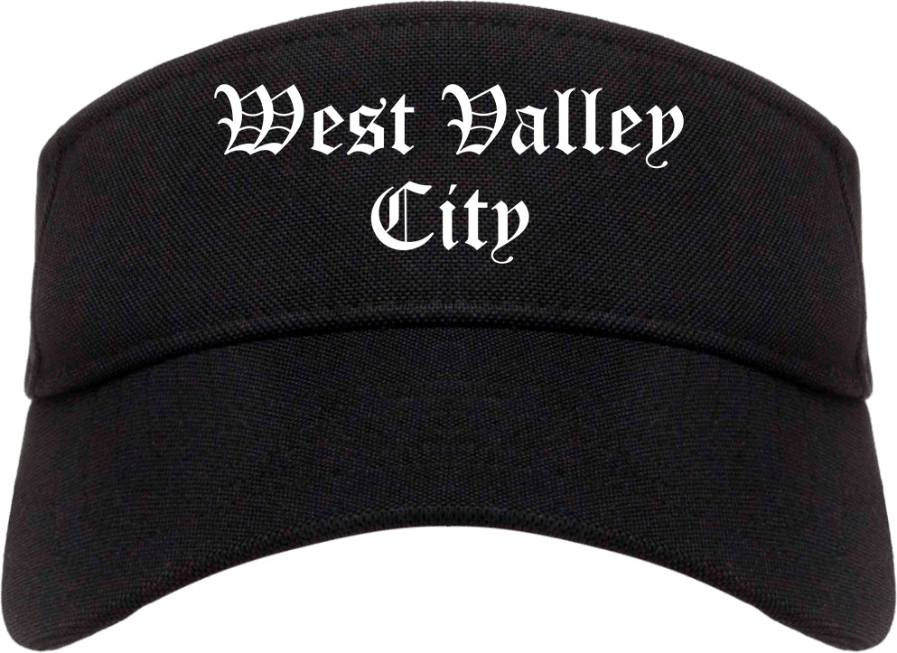 West Valley City Utah UT Old English Mens Visor Cap Hat Black