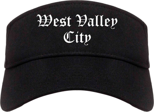 West Valley City Utah UT Old English Mens Visor Cap Hat Black