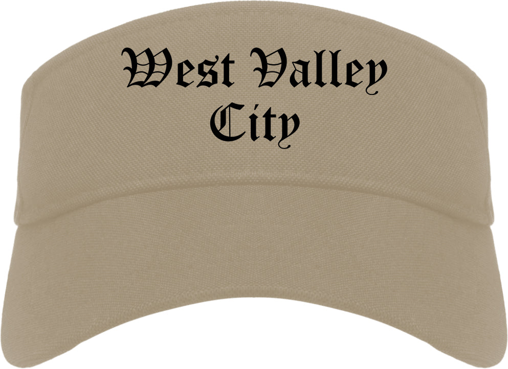 West Valley City Utah UT Old English Mens Visor Cap Hat Khaki