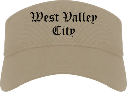 West Valley City Utah UT Old English Mens Visor Cap Hat Khaki