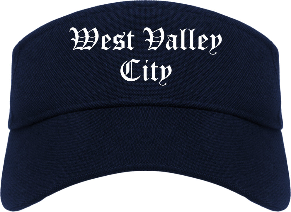 West Valley City Utah UT Old English Mens Visor Cap Hat Navy Blue
