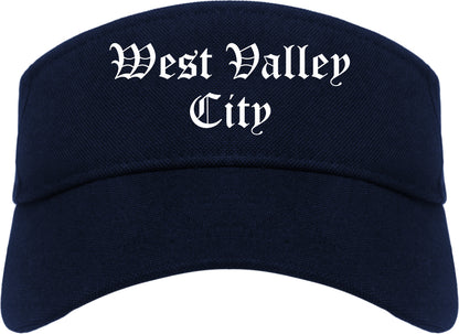 West Valley City Utah UT Old English Mens Visor Cap Hat Navy Blue