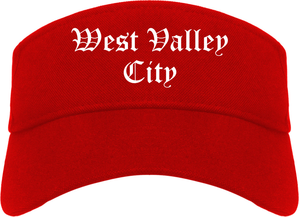West Valley City Utah UT Old English Mens Visor Cap Hat Red