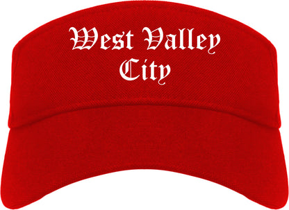 West Valley City Utah UT Old English Mens Visor Cap Hat Red