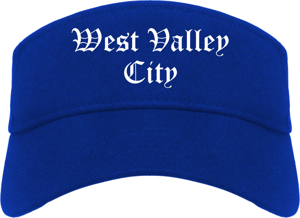 West Valley City Utah UT Old English Mens Visor Cap Hat Royal Blue