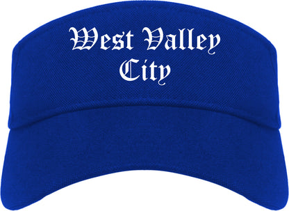 West Valley City Utah UT Old English Mens Visor Cap Hat Royal Blue