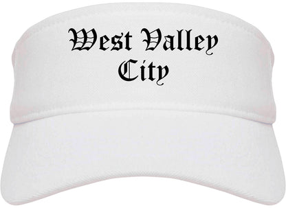 West Valley City Utah UT Old English Mens Visor Cap Hat White