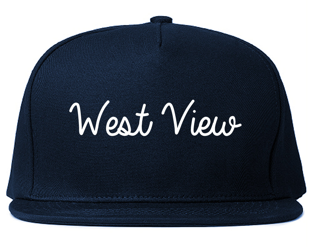 West View Pennsylvania PA Script Mens Snapback Hat Navy Blue