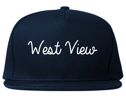 West View Pennsylvania PA Script Mens Snapback Hat Navy Blue